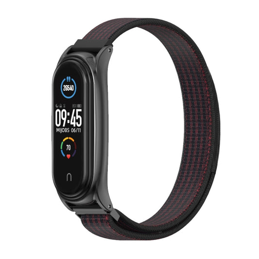 For Xiaomi Mi Band 6 / 5 / 4 / 3 Mijobs Nylon Loop Plus Watch Band Watch Band(Black Red) - Watch Bands by MIJOBS | Online Shopping UK | buy2fix