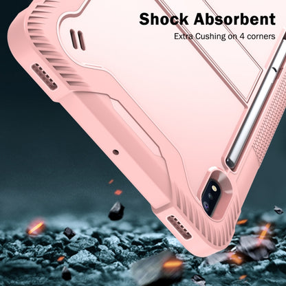 For Samsung Galaxy Tab S8 / Galaxy Tab S7 Silicone + PC Shockproof Protective Case with Holder(Rose Gold) - Galaxy Tab S8 Cases by buy2fix | Online Shopping UK | buy2fix