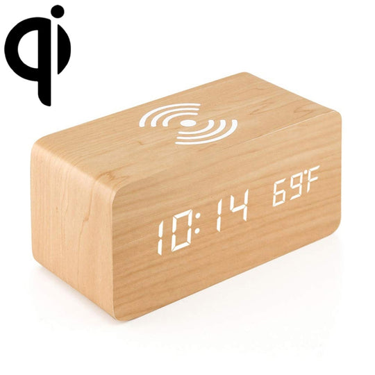 KD8801 5W chargeur sans fil créatif en bois LED miroir sous-réveil à affichage numérique, style régulier (caractères blancs en bambou)