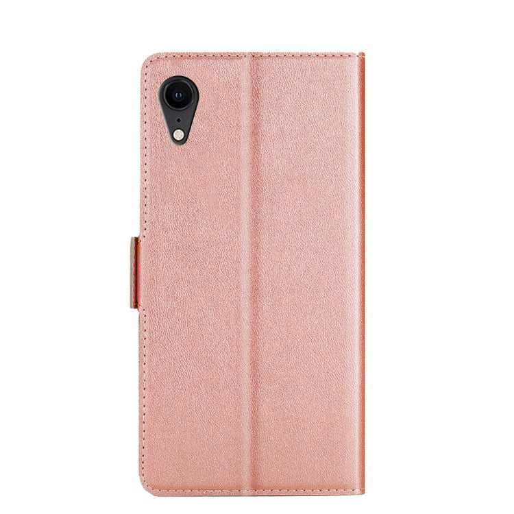 For iPhone XR Ultra-thin Voltage Side Buckle PU + TPU Horizontal Flip Leather Case with Holder & Card Slot(Rose Gold) by buy2fix