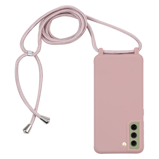 For Samsung Galaxy S21 FE Candy Colors TPU Protective Case with Lanyard(Rose Gold) - Galaxy Phone Cases by buy2fix | Online Shopping UK | buy2fix