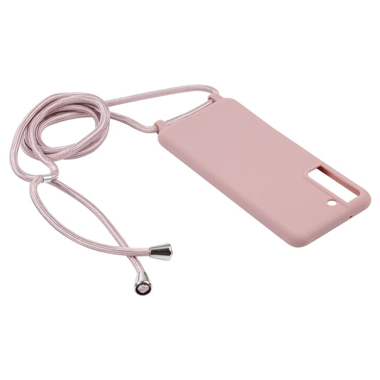 For Samsung Galaxy S21 FE Candy Colors TPU Protective Case with Lanyard(Rose Gold) - Galaxy Phone Cases by buy2fix | Online Shopping UK | buy2fix