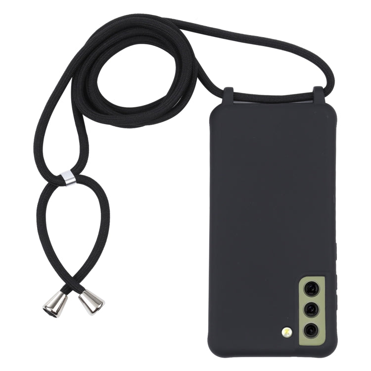 For Samsung Galaxy S21 FE Candy Colors TPU Protective Case with Lanyard(Black) by buy2fix
