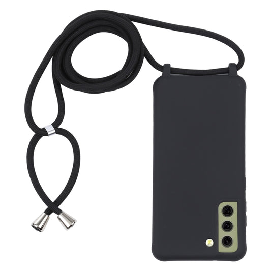 For Samsung Galaxy S21 FE Candy Colors TPU Protective Case with Lanyard(Black) by buy2fix
