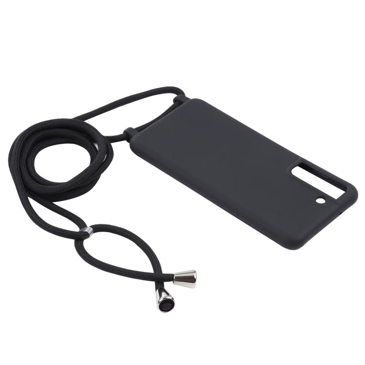 For Samsung Galaxy S21 FE Candy Colors TPU Protective Case with Lanyard(Black) by buy2fix