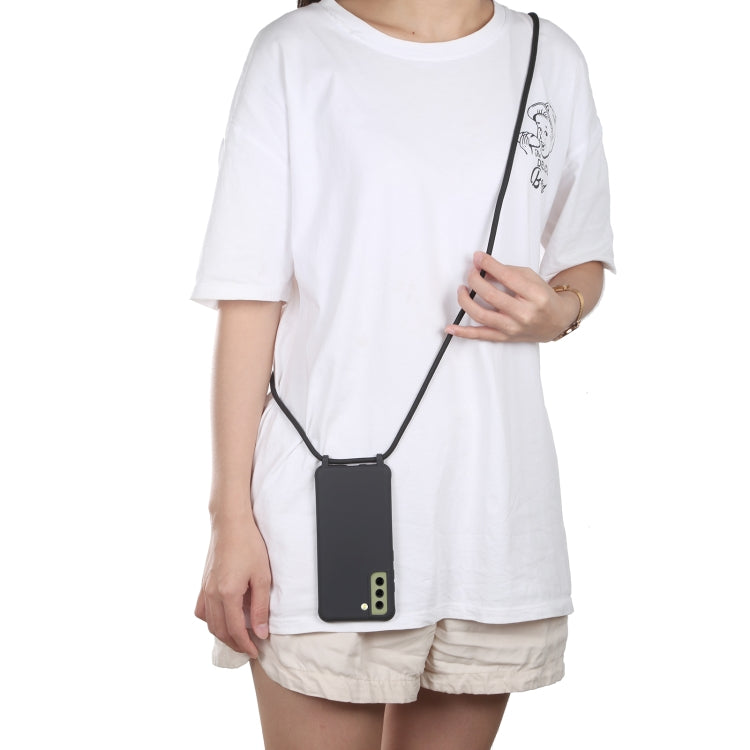 For Samsung Galaxy S21 FE Candy Colors TPU Protective Case with Lanyard(Black) by buy2fix