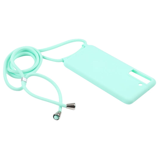 For Samsung Galaxy S21 FE Candy Colors TPU Protective Case with Lanyard(Mint Green) by buy2fix