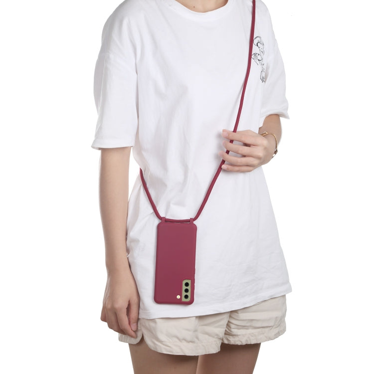 For Samsung Galaxy S21 FE Candy Colors TPU Protective Case with Lanyard(Red) by buy2fix