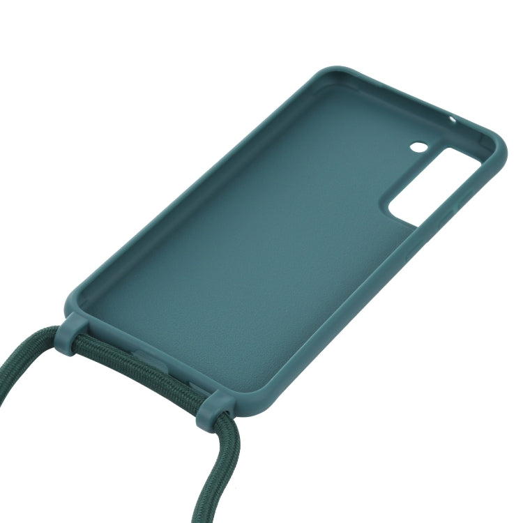 For Samsung Galaxy S21 FE Candy Colors TPU Protective Case with Lanyard(Dark Green) by buy2fix