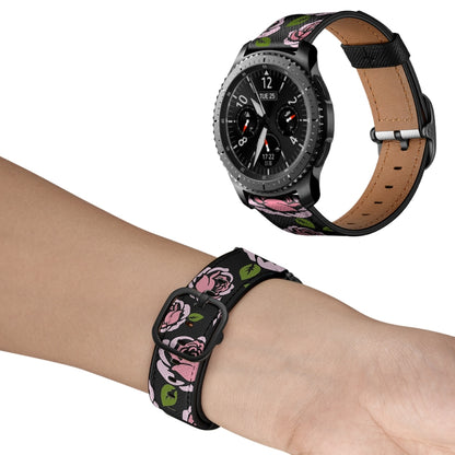22mm For Xiaomi Haylou RT RS3 LS04 / LS05S Universal Printed Leather Watch Band(Rose) - Watch Bands by MIJOBS | Online Shopping UK | buy2fix