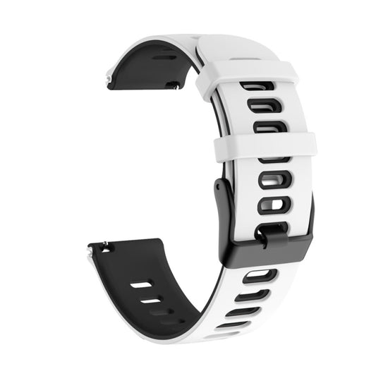 22mm For Xiaomi Haylou RT RS3 LS04 / LS05S Universal Two-color Silicone Watch Band(White Black) - Watch Bands by MIJOBS | Online Shopping UK | buy2fix