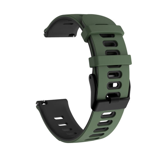 22mm For Xiaomi Haylou RT RS3 LS04 / LS05S Universal Two-color Silicone Watch Band(Army Green Black) - Watch Bands by MIJOBS | Online Shopping UK | buy2fix