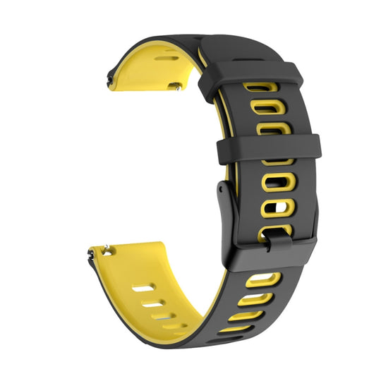 20mm For Garmin Vivoactive 3 / Venu Universal Two-color Silicone Watch Band(Black Yellow)