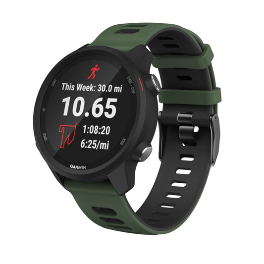 20mm For Garmin Vivoactive 3 / Venu Universal Two-color Silicone Watch Band(Army Green Black) - Watch Bands by buy2fix | Online Shopping UK | buy2fix