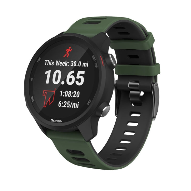 22mm For Garmin Vivoactive 4 / Venu 2 Universal Two-color Silicone Watch Band(Army Green Black) - Watch Bands by buy2fix | Online Shopping UK | buy2fix