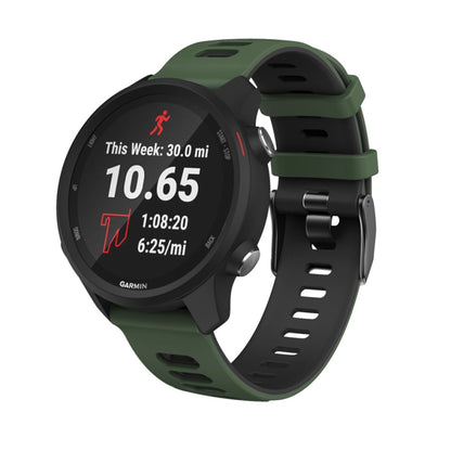 22mm For Garmin Vivoactive 4 / Venu 2 Universal Two-color Silicone Watch Band(Army Green Black) - Watch Bands by buy2fix | Online Shopping UK | buy2fix