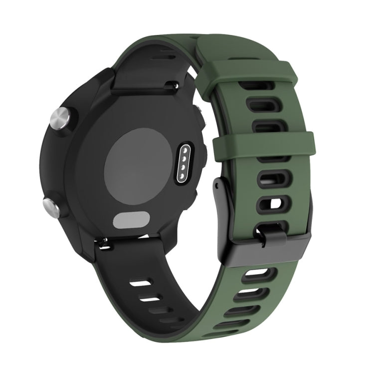 22mm For Garmin Vivoactive 4 / Venu 2 Universal Two-color Silicone Watch Band(Army Green Black) - Watch Bands by buy2fix | Online Shopping UK | buy2fix