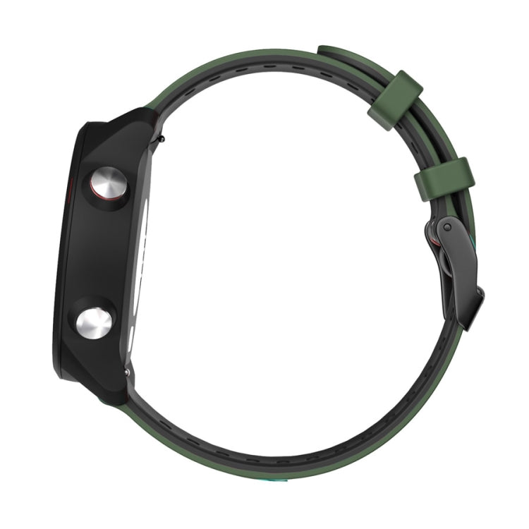 22mm For Garmin Vivoactive 4 / Venu 2 Universal Two-color Silicone Watch Band(Army Green Black) - Watch Bands by buy2fix | Online Shopping UK | buy2fix