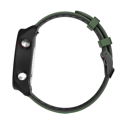 22mm For Garmin Vivoactive 4 / Venu 2 Universal Two-color Silicone Watch Band(Army Green Black) - Watch Bands by buy2fix | Online Shopping UK | buy2fix