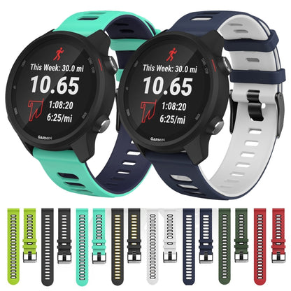 22mm For Garmin Vivoactive 4 / Venu 2 Universal Two-color Silicone Watch Band(Army Green Black) - Watch Bands by buy2fix | Online Shopping UK | buy2fix