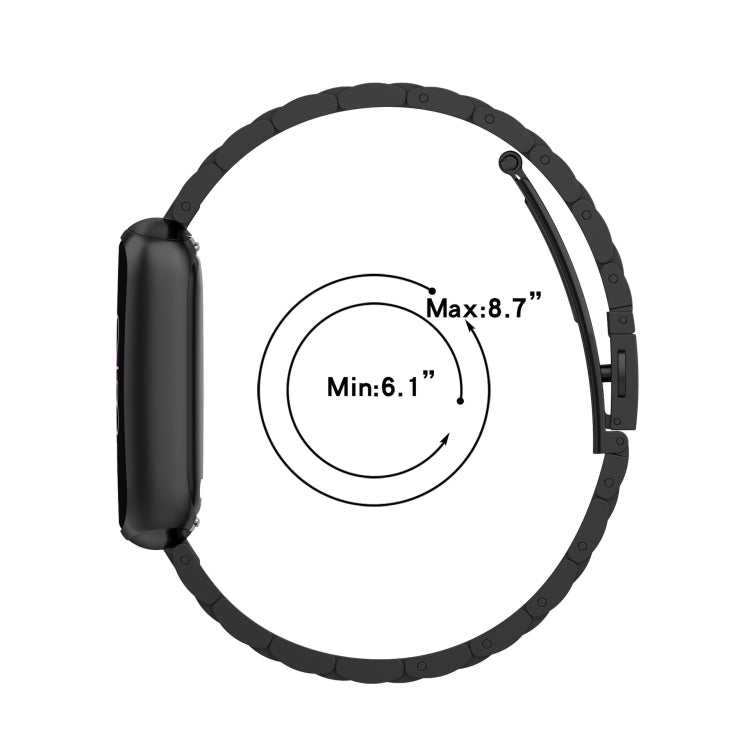 For Fitbit Luxe Special Edition Three-beads Stainless Steel Flat Buckle Watch Band(Gold) by buy2fix