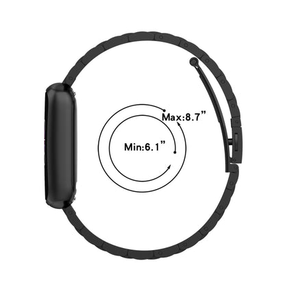 For Fitbit Luxe Special Edition Three-beads Stainless Steel Flat Buckle Watch Band(Silver) by buy2fix