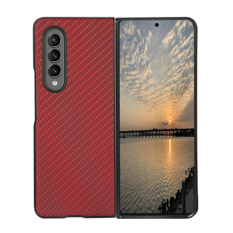 For Samsung Galaxy Z Fold3 5G Carbon Fiber Texture Shockproof Protective Case(Red) by buy2fix