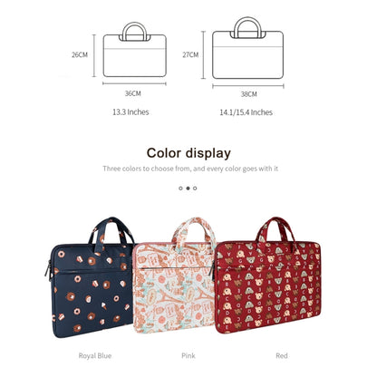 ST01DZ Lightweight Canvas Printed Laptop Bag, Size:14.1-15.4 inch(Flower Pink) by buy2fix