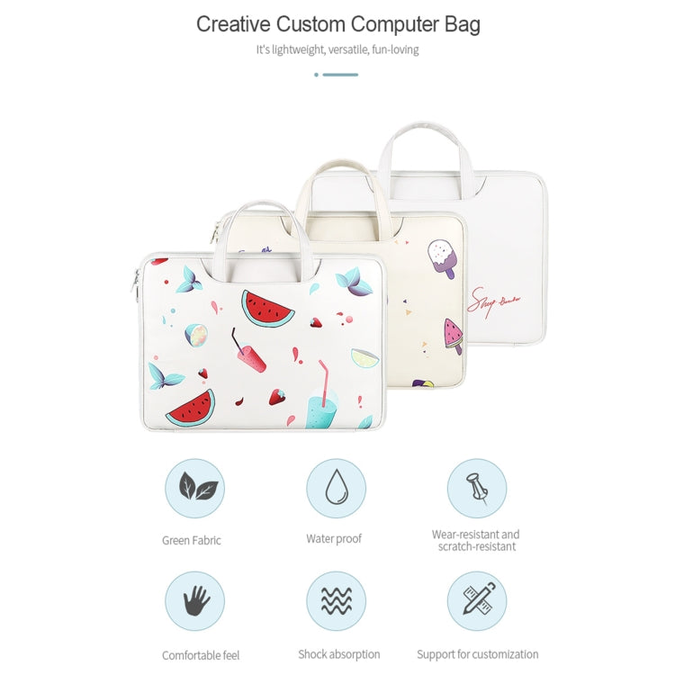 ST01KT Lightweight PU Printed Laptop Bag, Size:14.1-15.4 inch(Ice Cream) by buy2fix