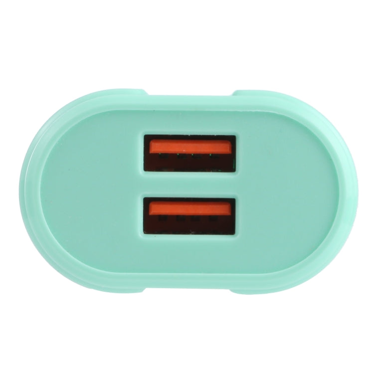 13-22 2.1A Dual USB Macarons Travel Charger, EU Plug(Green) - USB Charger by buy2fix | Online Shopping UK | buy2fix