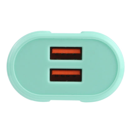 13-22 2.1A Dual USB Macarons Travel Charger, EU Plug(Green) - USB Charger by buy2fix | Online Shopping UK | buy2fix