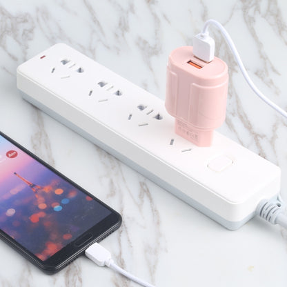 13-22 2.1A Dual USB Macarons Travel Charger, EU Plug(Green) - USB Charger by buy2fix | Online Shopping UK | buy2fix