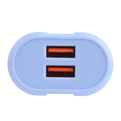 13-22 2.1A Dual USB Macarons Travel Charger, EU Plug(Blue) - USB Charger by buy2fix | Online Shopping UK | buy2fix