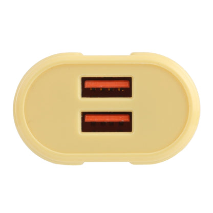 13-22 2.1A Dual USB Macarons Travel Charger, EU Plug(Yellow) - USB Charger by buy2fix | Online Shopping UK | buy2fix