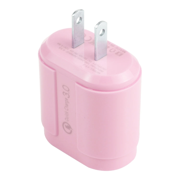 13-22 2.1A Dual USB Macarons Travel Charger, US Plug(Pink) - USB Charger by buy2fix | Online Shopping UK | buy2fix