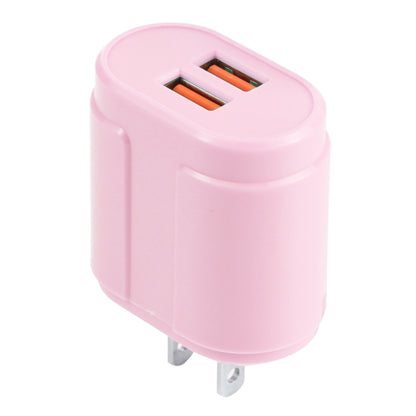 13-22 2.1A Dual USB Macarons Travel Charger, US Plug(Pink) - USB Charger by buy2fix | Online Shopping UK | buy2fix