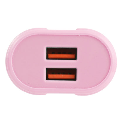 13-22 2.1A Dual USB Macarons Travel Charger, US Plug(Pink) - USB Charger by buy2fix | Online Shopping UK | buy2fix