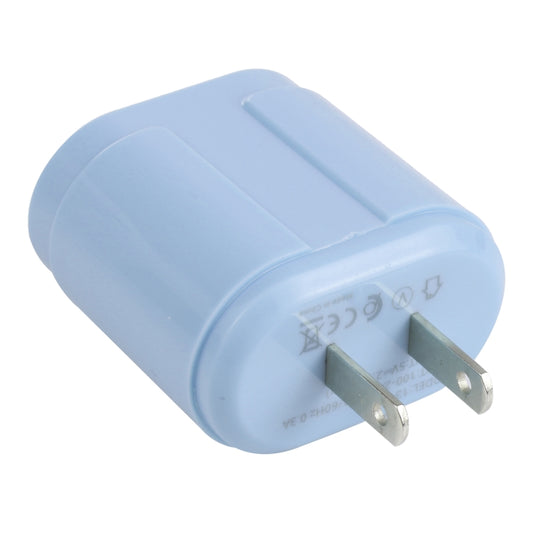 13-22 2.1A Dual USB Macarons Travel Charger, US Plug(Blue) - USB Charger by buy2fix | Online Shopping UK | buy2fix