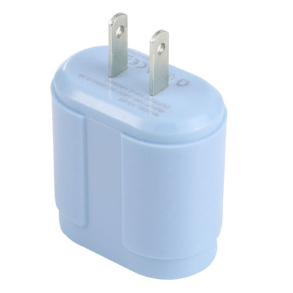 13-22 2.1A Dual USB Macarons Travel Charger, US Plug(Blue) - USB Charger by buy2fix | Online Shopping UK | buy2fix