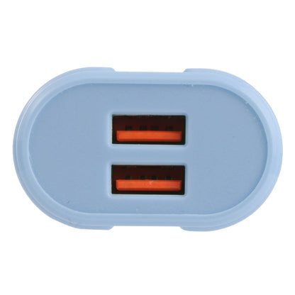 13-22 2.1A Dual USB Macarons Travel Charger, US Plug(Blue) - USB Charger by buy2fix | Online Shopping UK | buy2fix