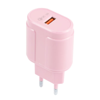 13-3 QC3.0 Single USB Interface Macarons Travel Charger, EU Plug(Pink) - USB Charger by buy2fix | Online Shopping UK | buy2fix