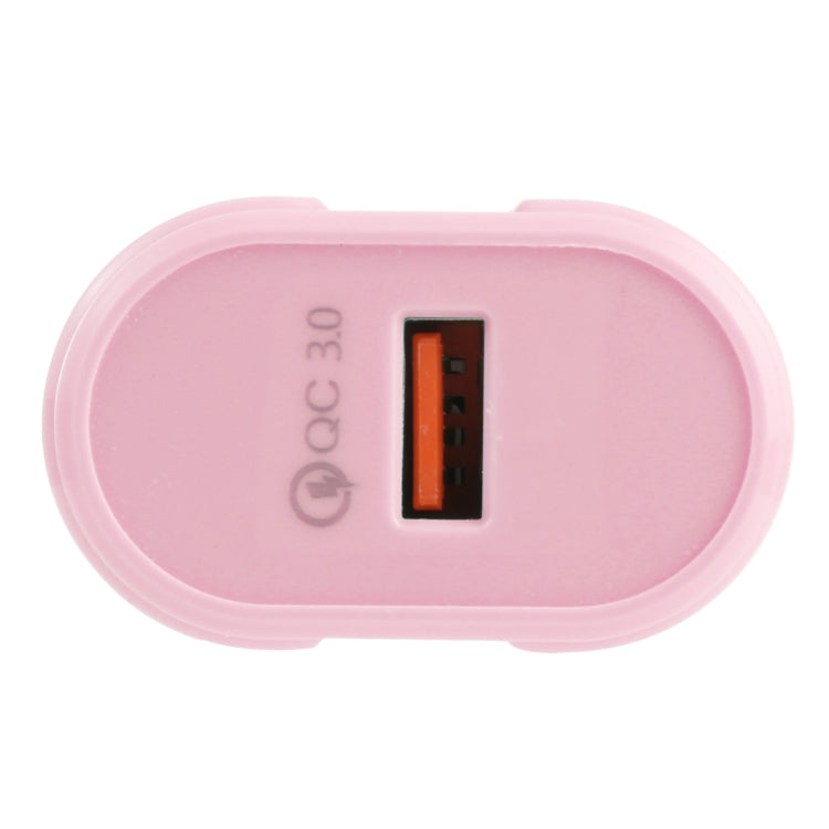 13-3 QC3.0 Single USB Interface Macarons Travel Charger, EU Plug(Pink) - USB Charger by buy2fix | Online Shopping UK | buy2fix
