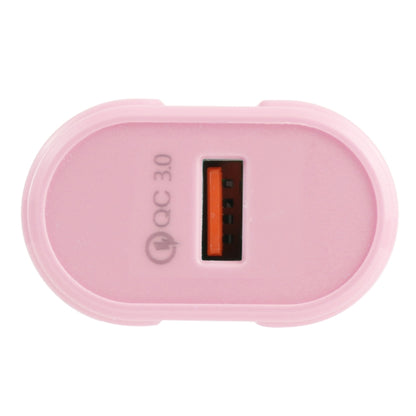 13-3 QC3.0 Single USB Interface Macarons Travel Charger, EU Plug(Pink) - USB Charger by buy2fix | Online Shopping UK | buy2fix