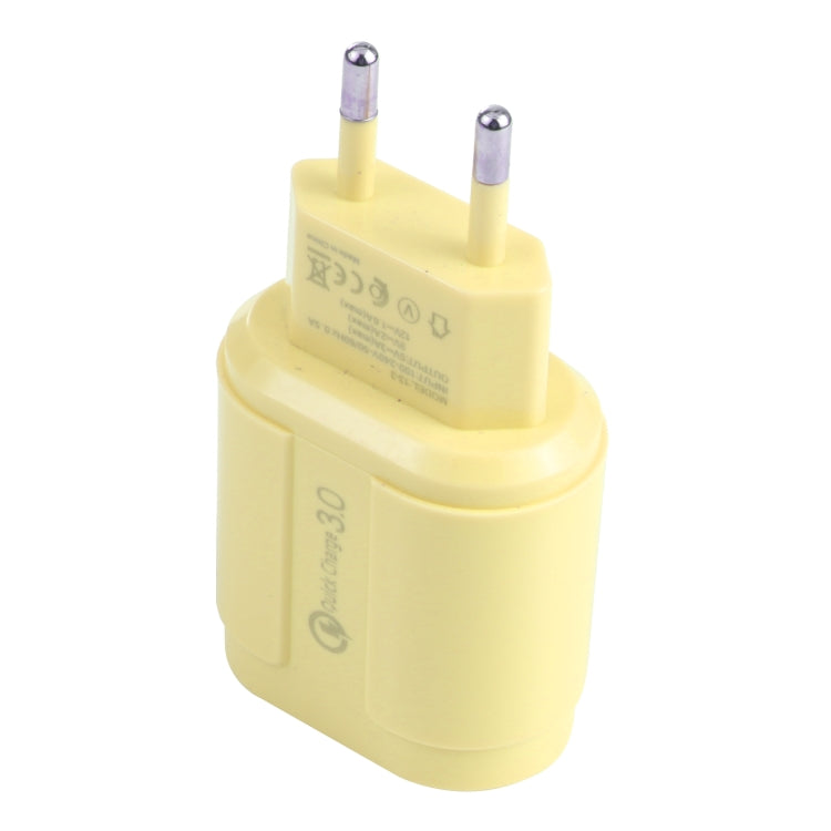 13-3 QC3.0 Single USB Interface Macarons Travel Charger, EU Plug(Yellow) - USB Charger by buy2fix | Online Shopping UK | buy2fix