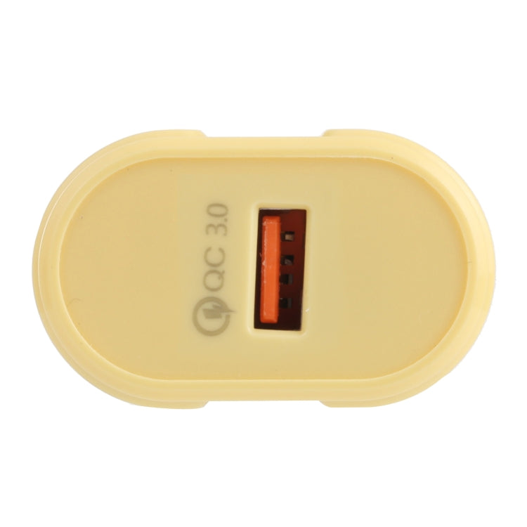 13-3 QC3.0 Single USB Interface Macarons Travel Charger, EU Plug(Yellow) - USB Charger by buy2fix | Online Shopping UK | buy2fix
