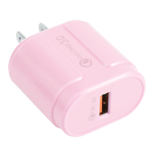 13-3 QC3.0 Single USB Interface Macarons Travel Charger, US Plug(Pink) - USB Charger by buy2fix | Online Shopping UK | buy2fix