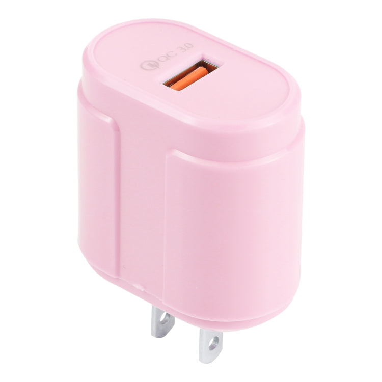 13-3 QC3.0 Single USB Interface Macarons Travel Charger, US Plug(Pink) - USB Charger by buy2fix | Online Shopping UK | buy2fix