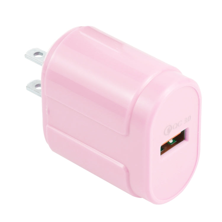 13-3 QC3.0 Single USB Interface Macarons Travel Charger, US Plug(Pink) - USB Charger by buy2fix | Online Shopping UK | buy2fix
