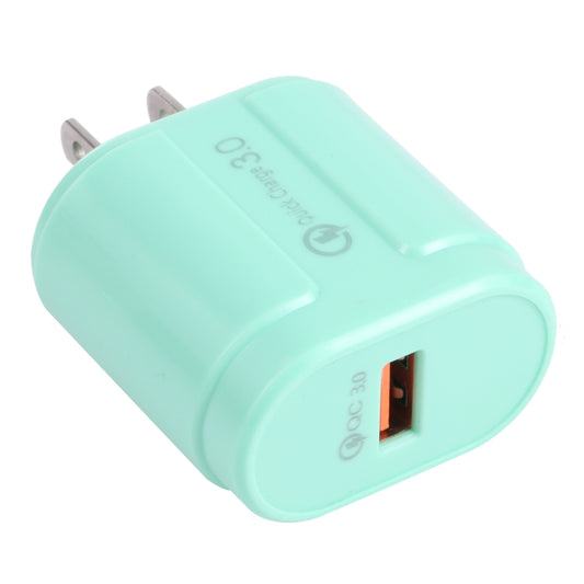 13-3 QC3.0 Single USB Interface Macarons Travel Charger, US Plug(Green) - USB Charger by buy2fix | Online Shopping UK | buy2fix
