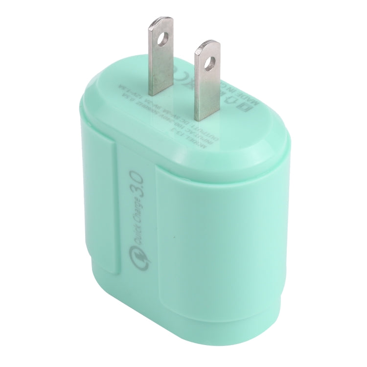 13-3 QC3.0 Single USB Interface Macarons Travel Charger, US Plug(Green) - USB Charger by buy2fix | Online Shopping UK | buy2fix